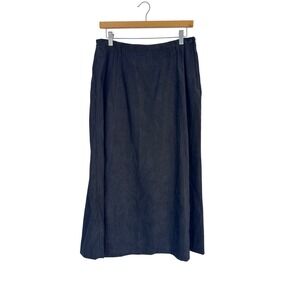 Classic Appleseed's Women 12 Maxi Skirt Black Faux Suede Elastic Back Zipper